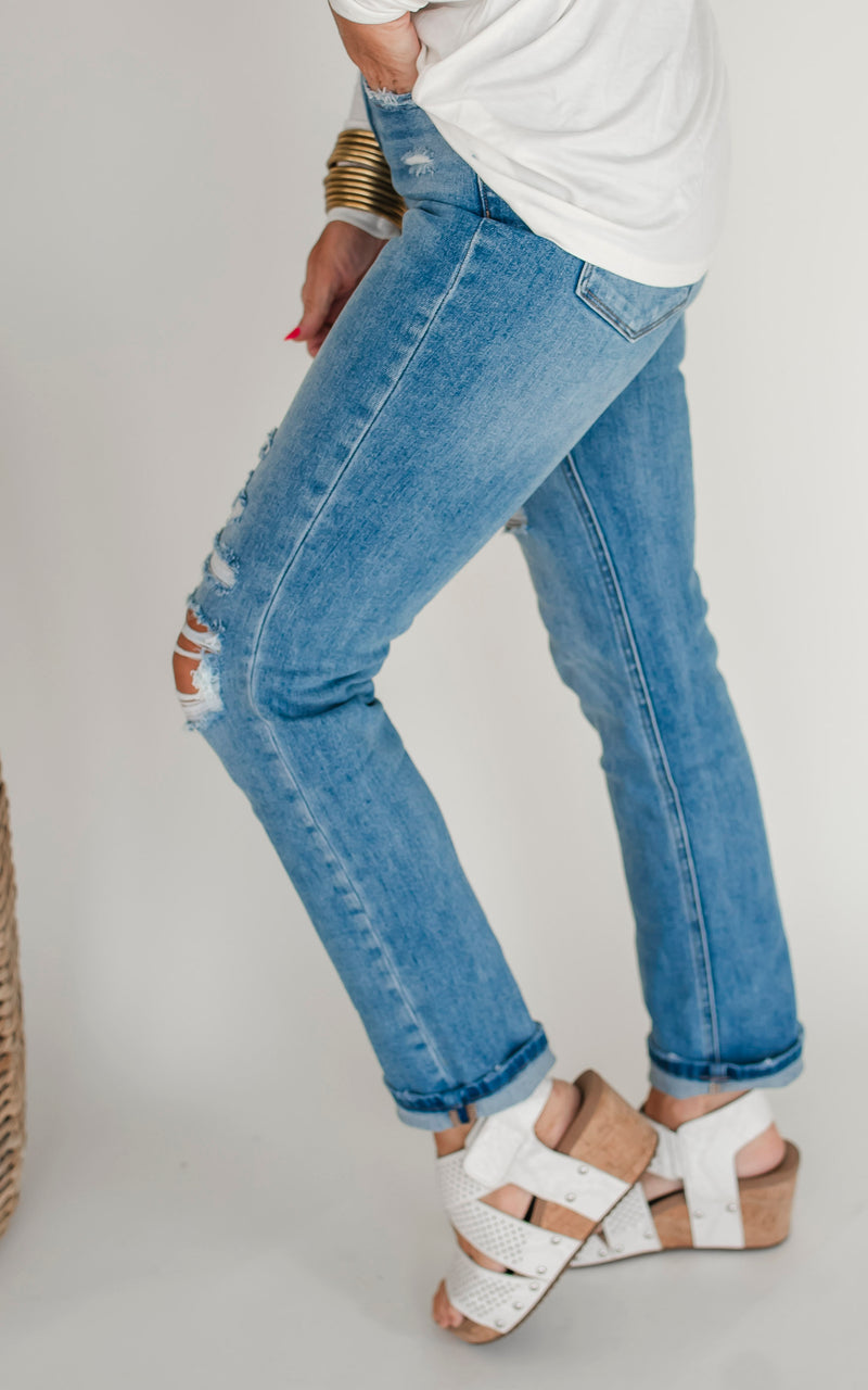 The Charlee Super High Straight Leg Denim Jean | Mica