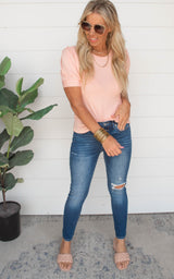 Blush Solid Top with Puffy Sleeves