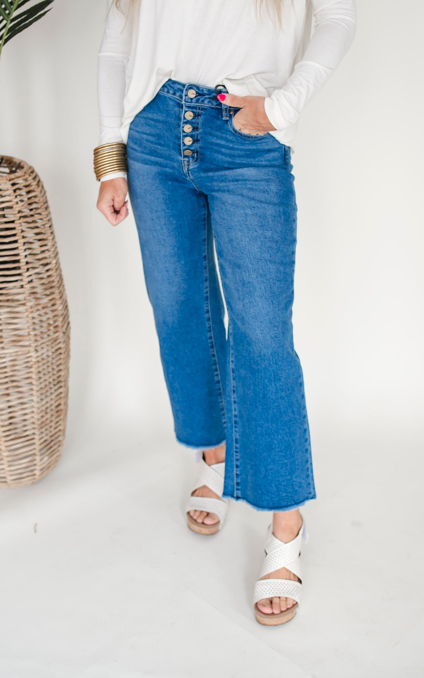 The Bristol High Rise Wide Leg Crop Denim Jean | Mica