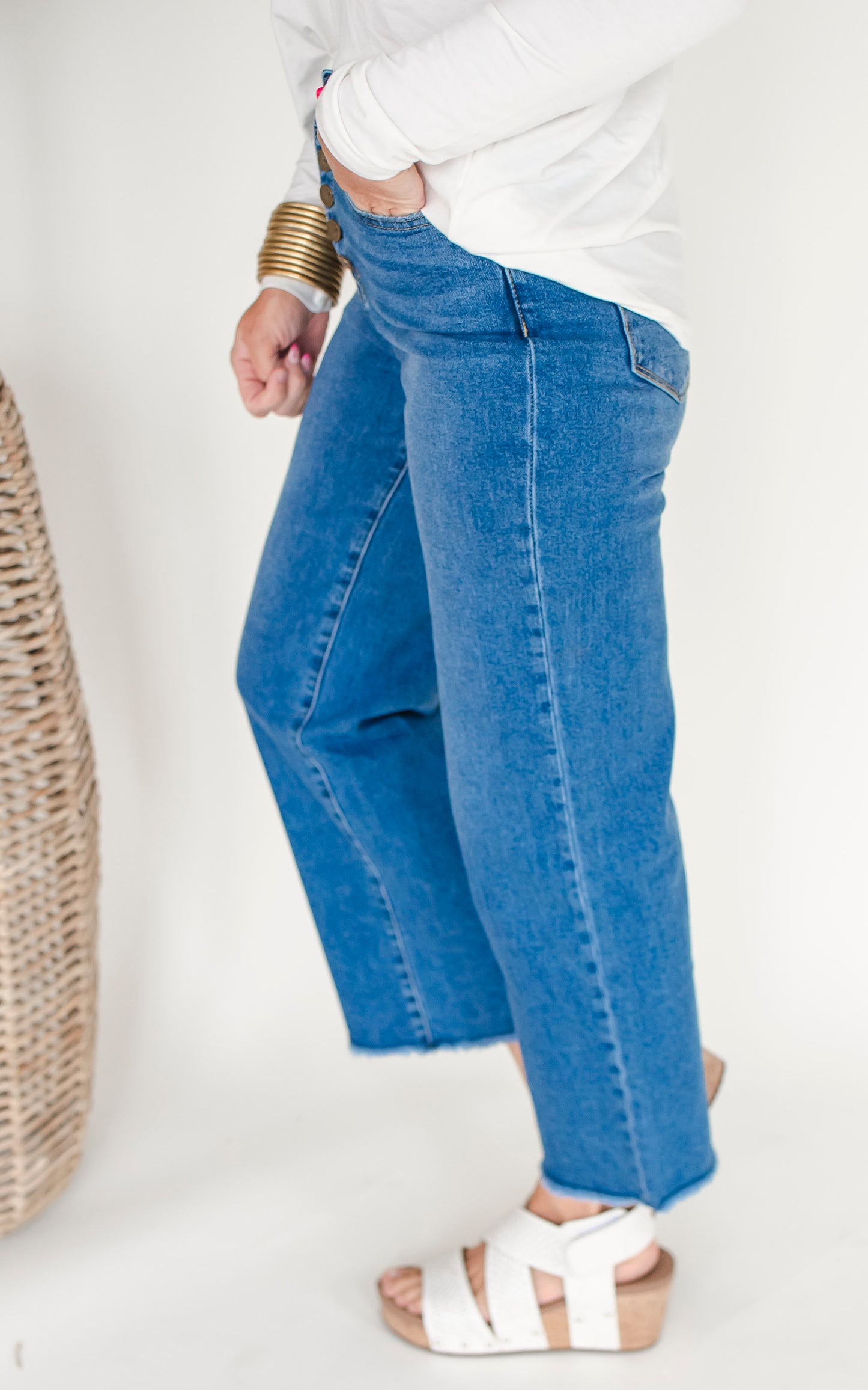 The Bristol High Rise Wide Leg Crop Denim Jean | Mica