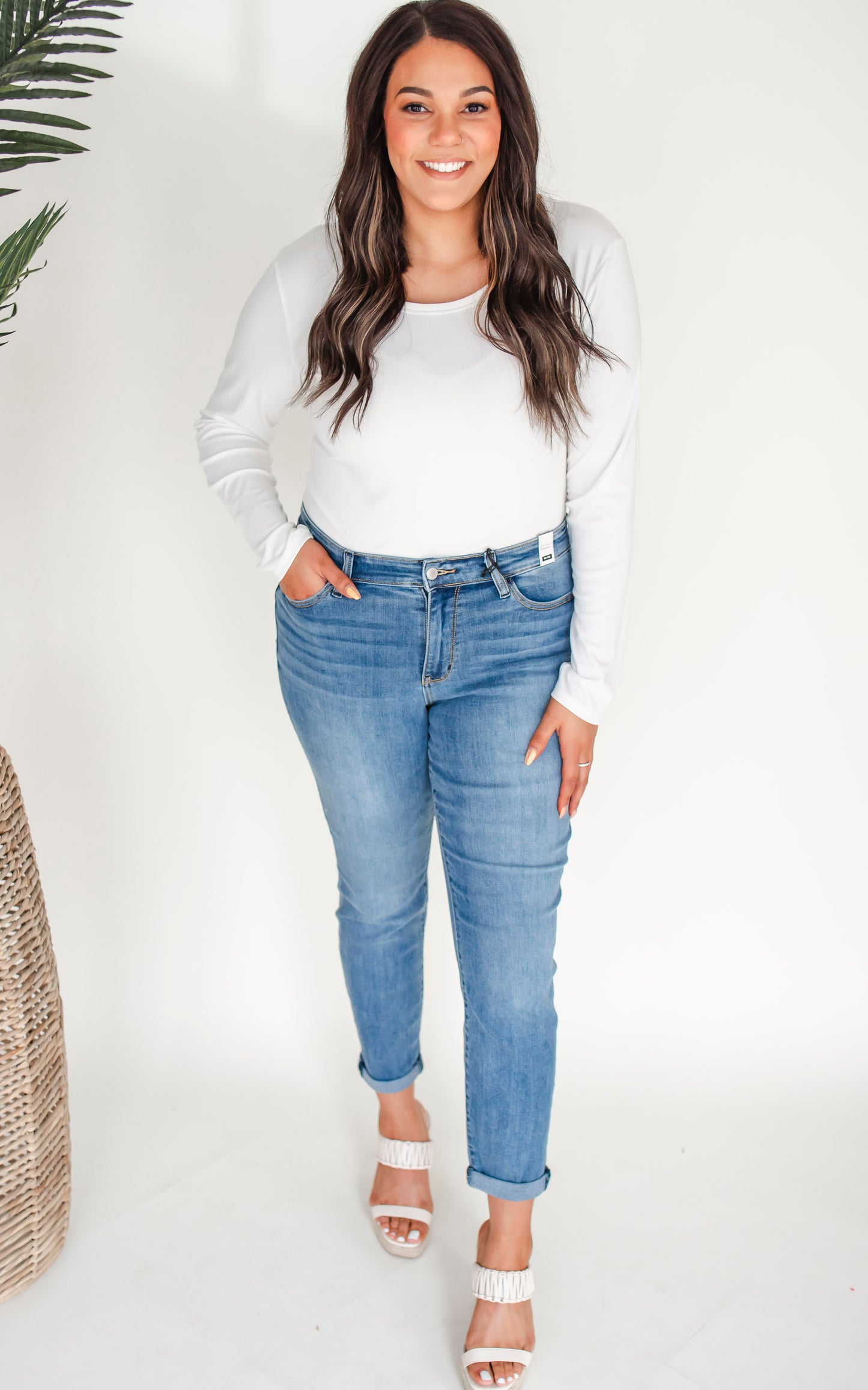 The Dylan Mid Rise Cuffed Slim Denim Jean (REG/CURVY) | Judy Blue