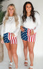 Americana Flag High Rise Fray Hem Denim Shorts (REG/CURVY) | Judy Blue - Final Sale