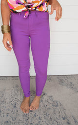 Purple High Waisted Colored Skinny Denim Jean