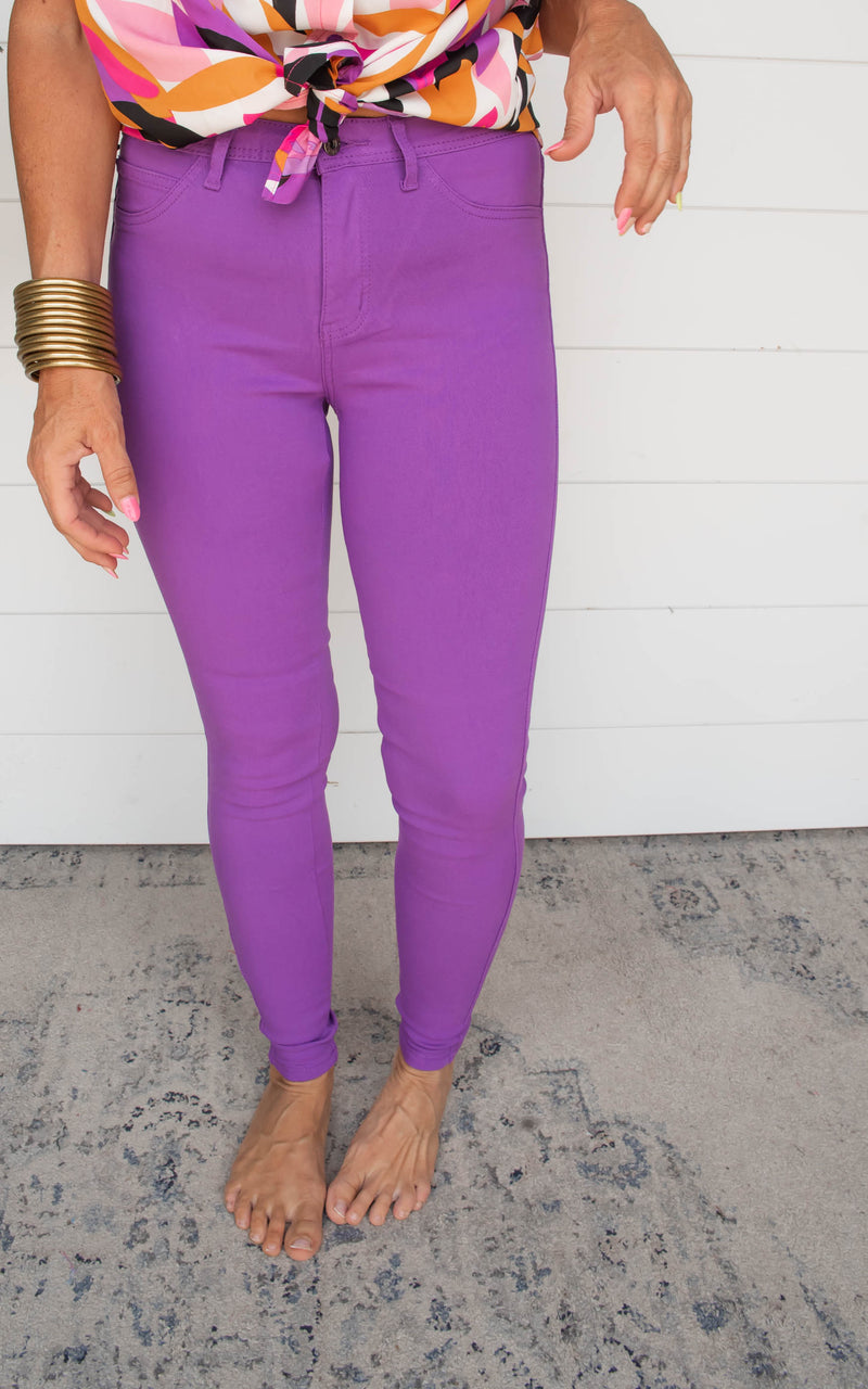 Purple High Waisted Colored Skinny Denim Jean