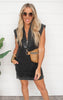 Black Mineral Washed Sleeveless Knit Mini Dress