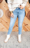 Light Wash Mid-Rise Cigarette Ankle Denim Jeans - MICA