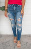 HIGH RISE ANKLE SKINNY DENIM JEANS- MICA