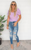  Lavender Short Sleeve Top