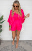 Fuchsia Kimono Sleeve Romper