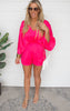 Fuchsia Kimono Sleeve Romper