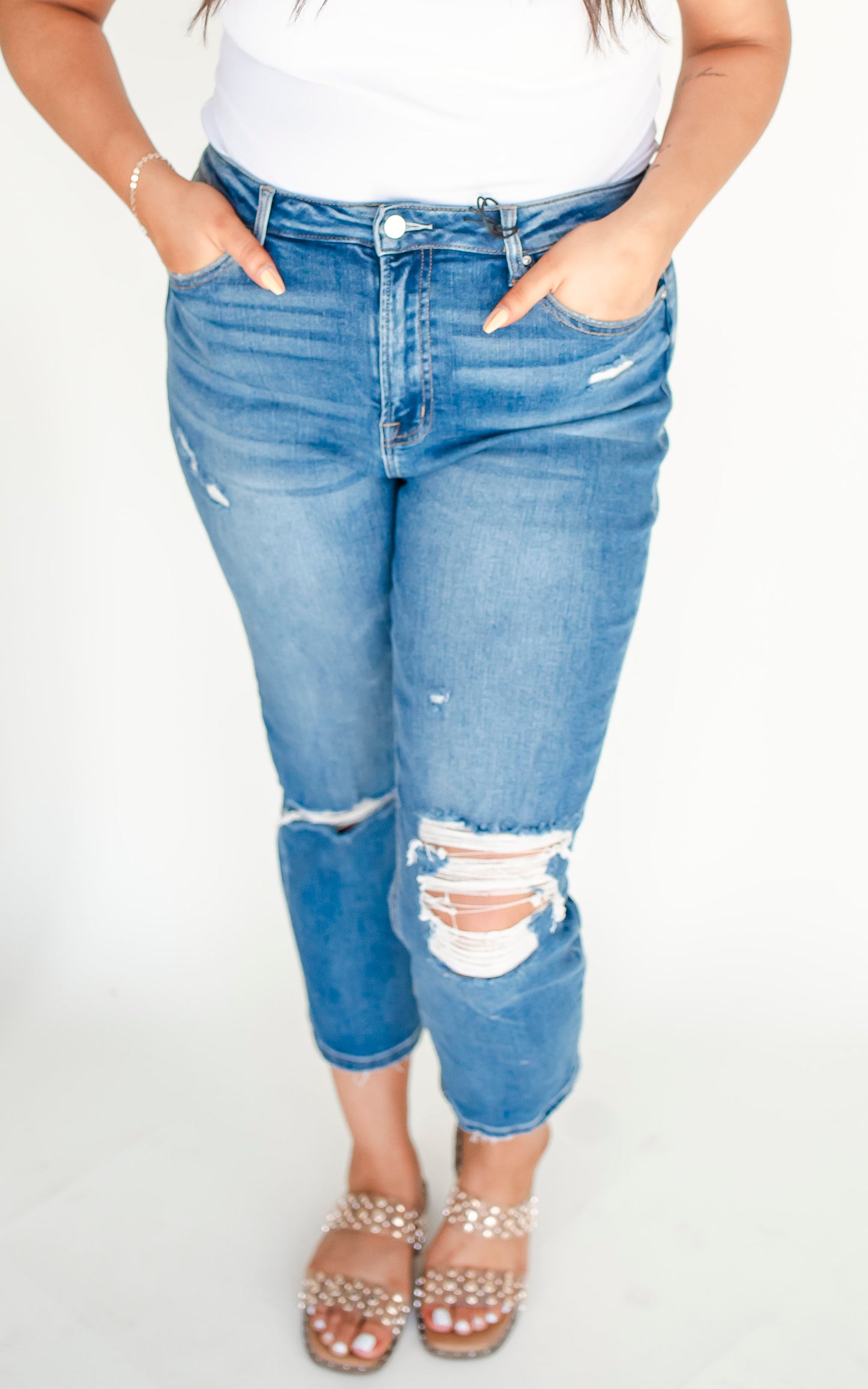 Stretch Super High Rise Mom Denim Jean - Mica