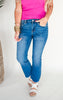 The Anna Mid Rise Bootcut Crop Denim Jean | Mica**