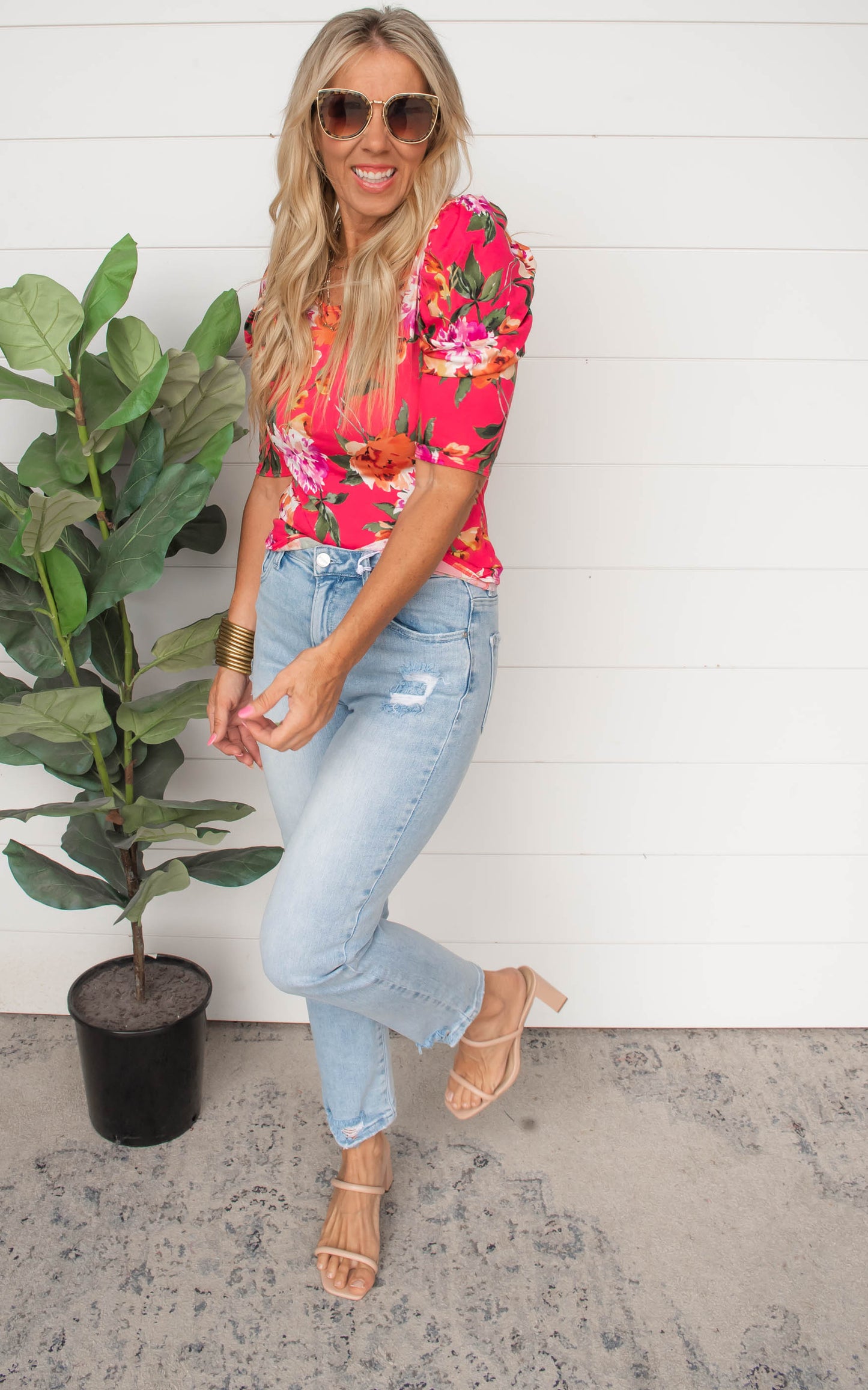 Pretty Little Flower Puff Sleeve Top