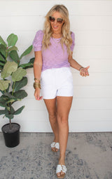 Puff Sleeve Lavender Top