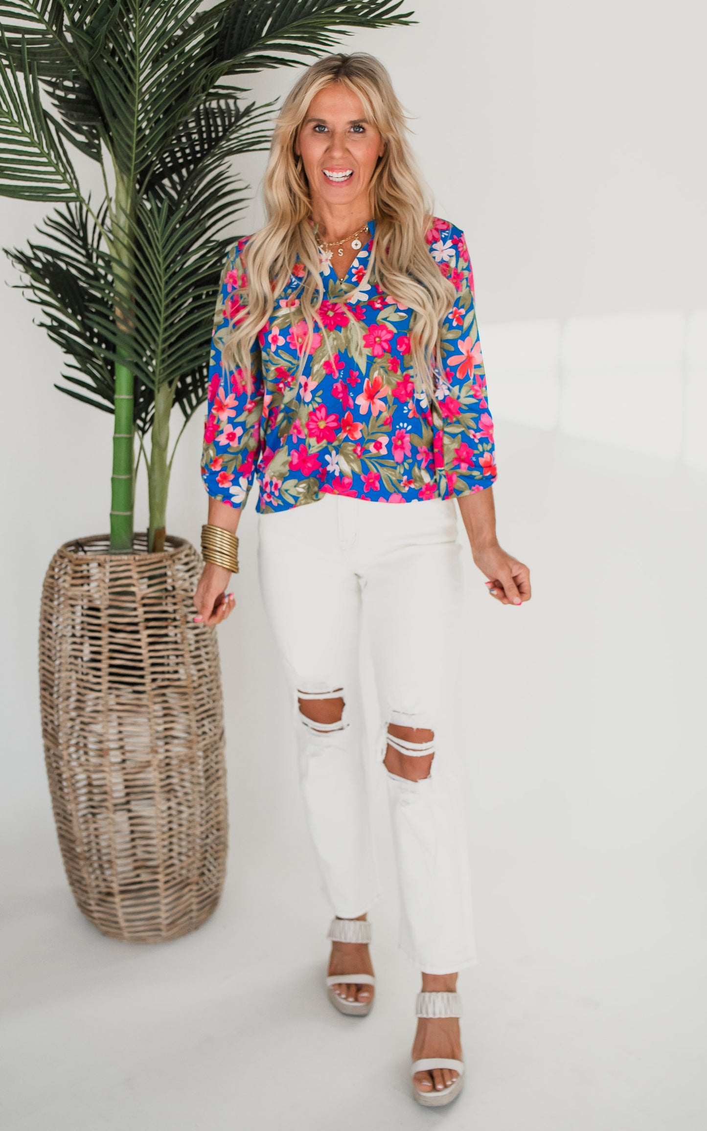 The Lizzy Live Out Loud Floral Blouse Top - Final Sale