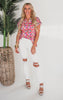 The Lizzy Pushing Flowers Short Sleeve Blouse Top - Final Sale