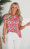 The Lizzy Pushing Flowers Short Sleeve Blouse Top - Final Sale