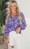 Violet Floral Long Sleeve Blouse Top - Final Sale