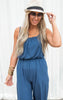 Cropped Spaghetti Strap Jumpsuit - Denim - Final Sale