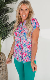 The Lizzy Wild Whisper Floral Short Sleeve Blouse Top