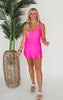 Hot Pink Solid Knit Swimsuit Dress - FINAL SALE