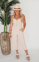 Taupe Sleeveless Jumpsuit