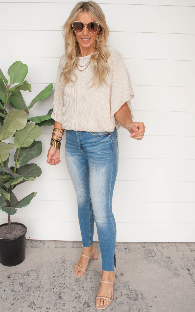 The Madelyn Pleated Bodre Blouse Top | FINAL SALE