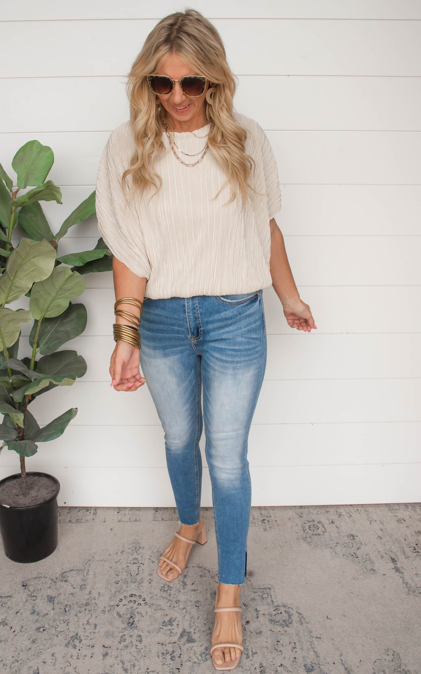 The Madelyn Pleated Bodre Blouse Top | FINAL SALE