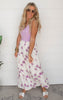 Lavender Floral Print Tiered Maxi Skirt