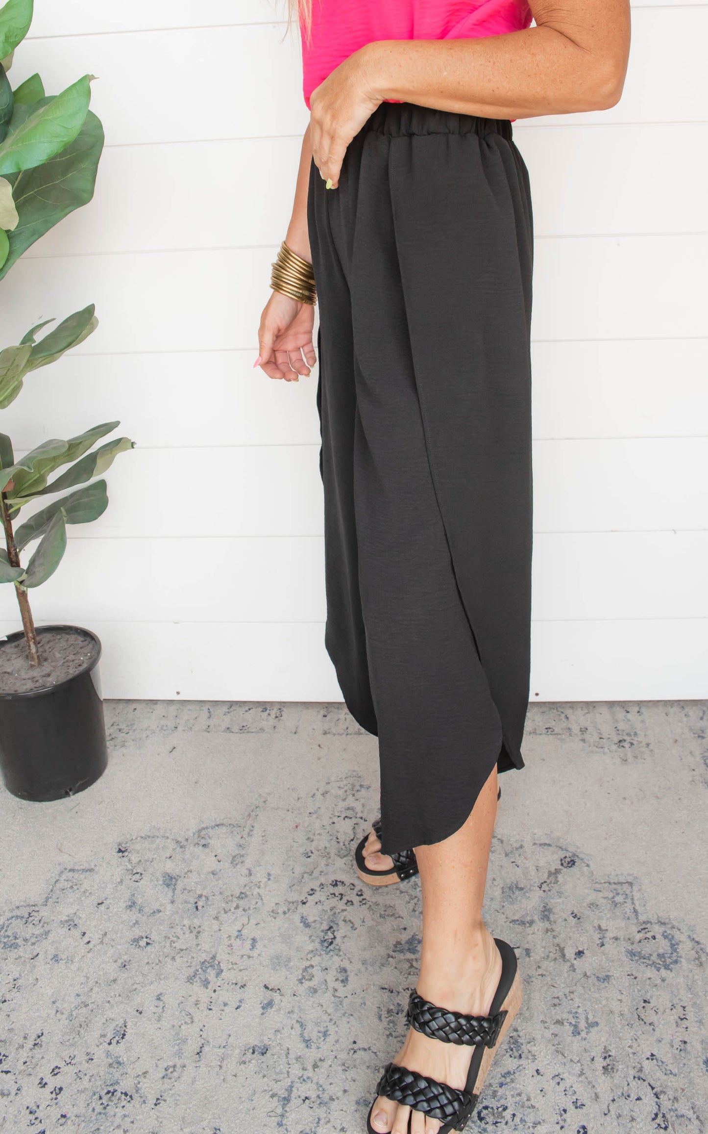 Black Wide Slit Pants