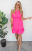 The Blake Ruffle Midi Dress - Neon Fuchsia