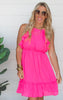 The Blake Ruffle Midi Dress - Neon Fuchsia