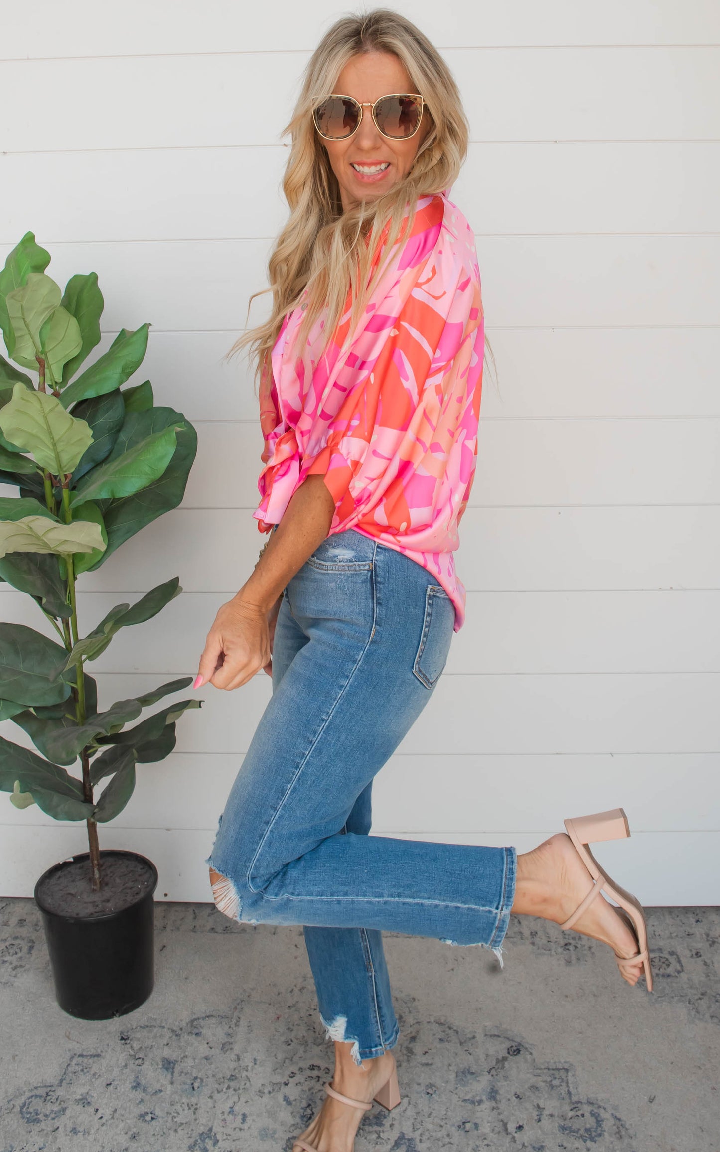 Arizona Palm Beach Button Down Blouse