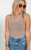 Washed Cropped Racerback V-Neck Tank Top