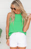 Scalloped Halter Tie Top - Kelly Green