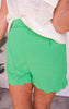 Scalloped Hem & Pleated Shorts - Kelly Green