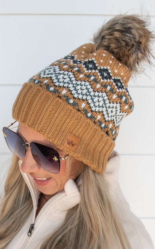 Fair Isle Pom Beanie - Mustard