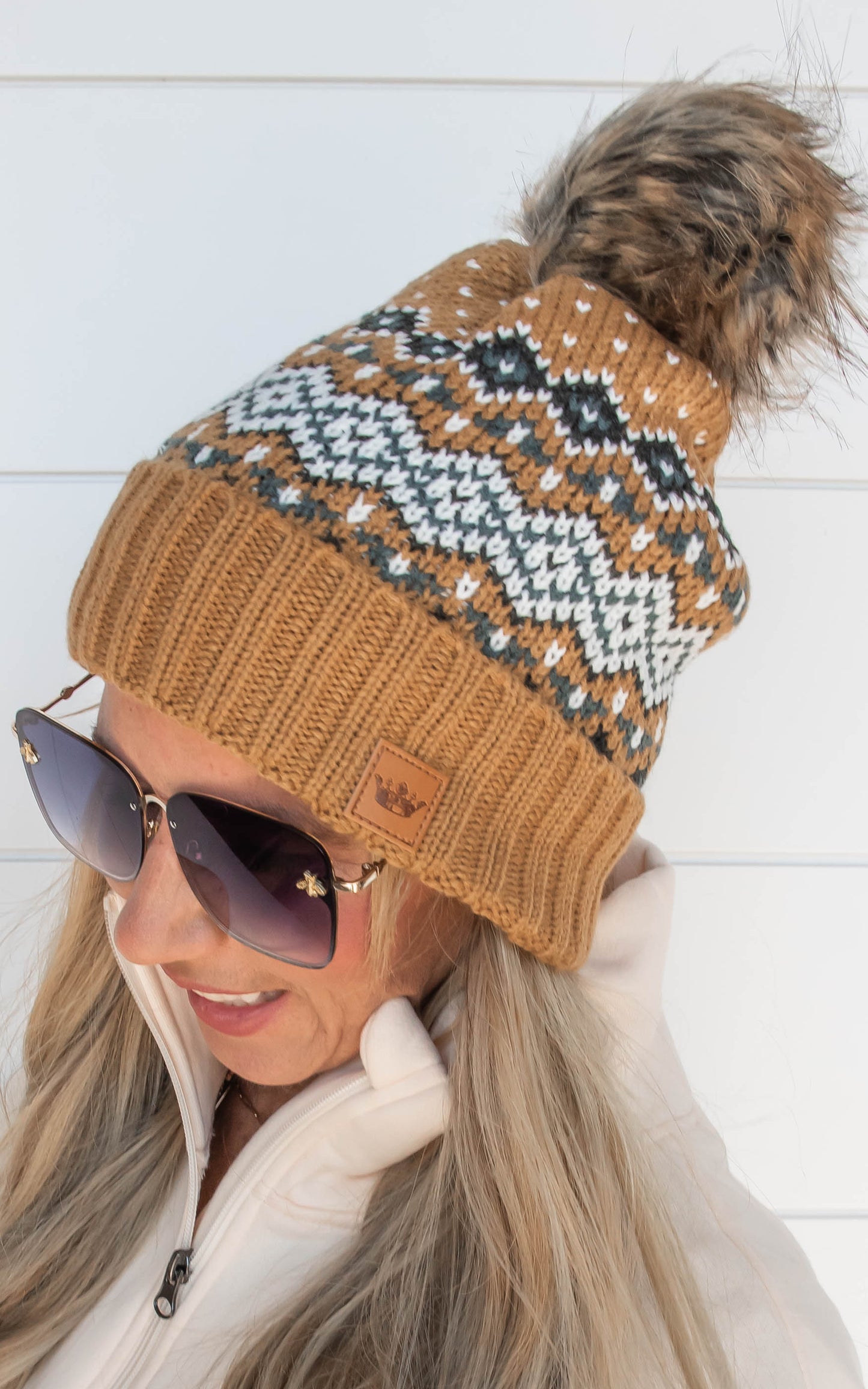 Fair Isle Pom Beanie - Mustard