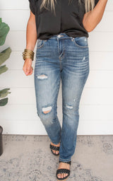 Vintaged Washed Straight Denim Jeans - Risen