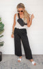 Ribbed Crossover Waist Wide Leg Lounge Pants | MONO B