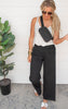 Ribbed Crossover Waist Wide Leg Lounge Pants | MONO B