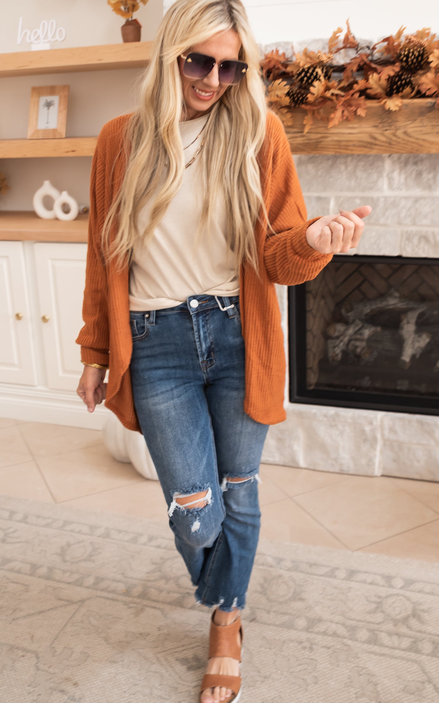 RUST WATERFALL CARDIGAN 