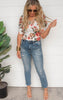 Floral Pretty Little Flower  Puff Sleeve Top