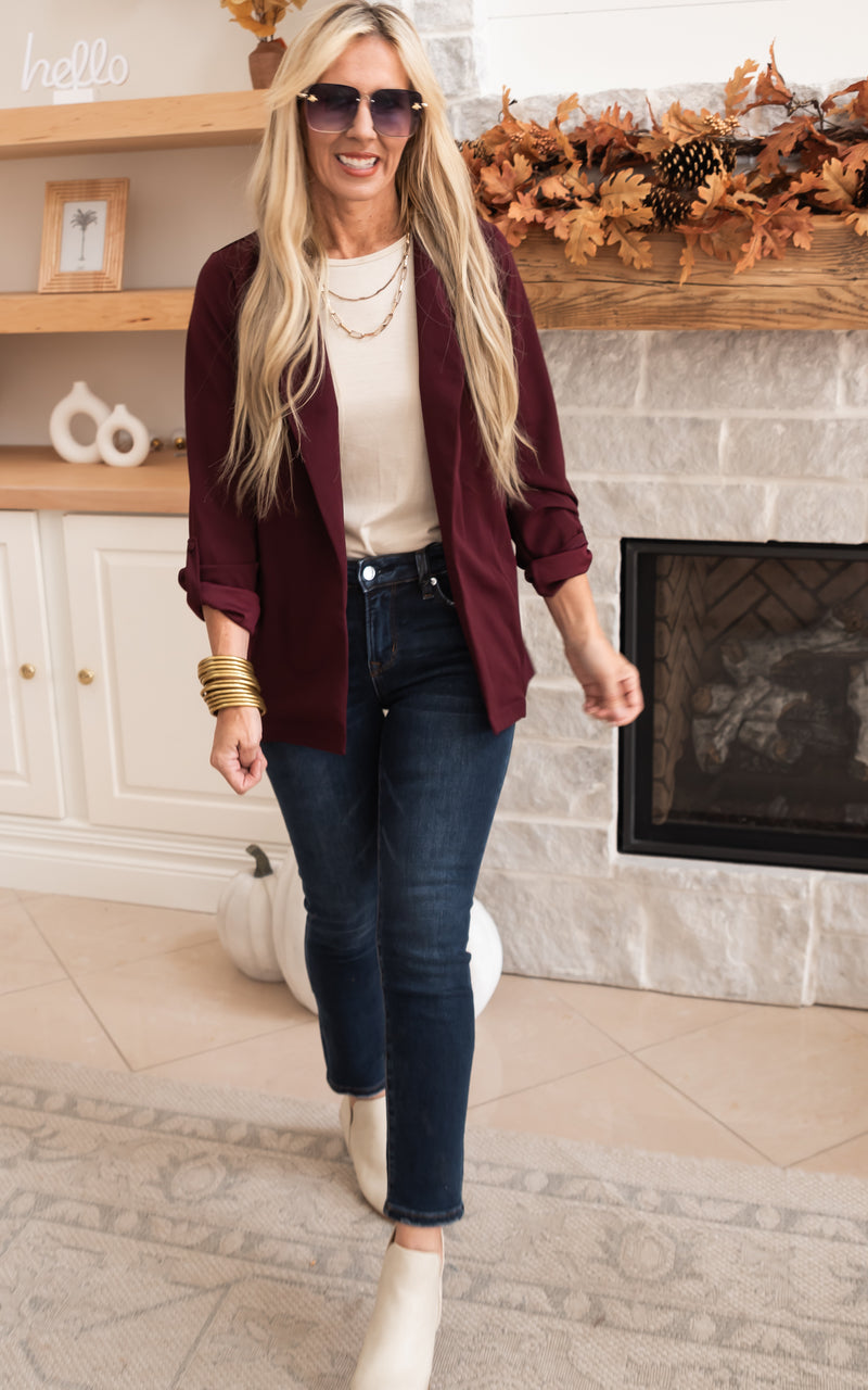 The Boyfriend Blazer - Wine