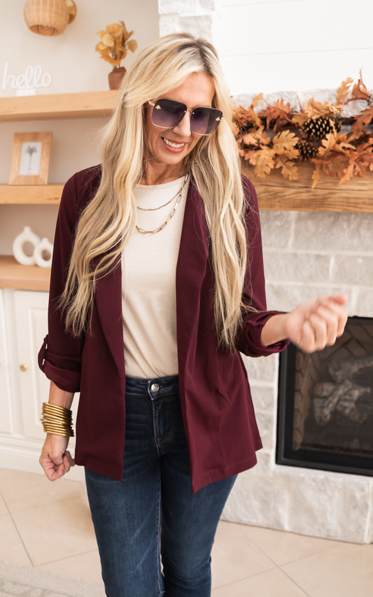 The Boyfriend Blazer - Wine