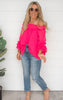 The Isabella Smocked Off the Shoulder and Tiered Sleeve Top - Fuchsia | FINAL SALE