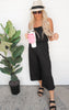 Cropped Spaghetti Strap Jumpsuit - Black