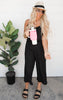 Cropped Spaghetti Strap Jumpsuit - Black