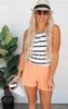 Navy White Striped Sleeveless Tank Top