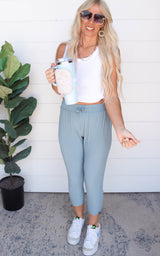 blue Tapered Leg Cropped Pant | Mono B